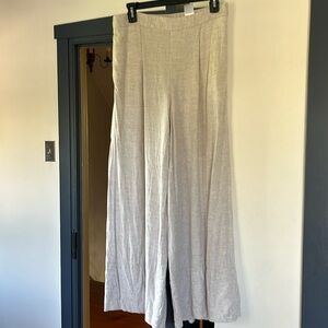 Wide legged cropped pants linen blend